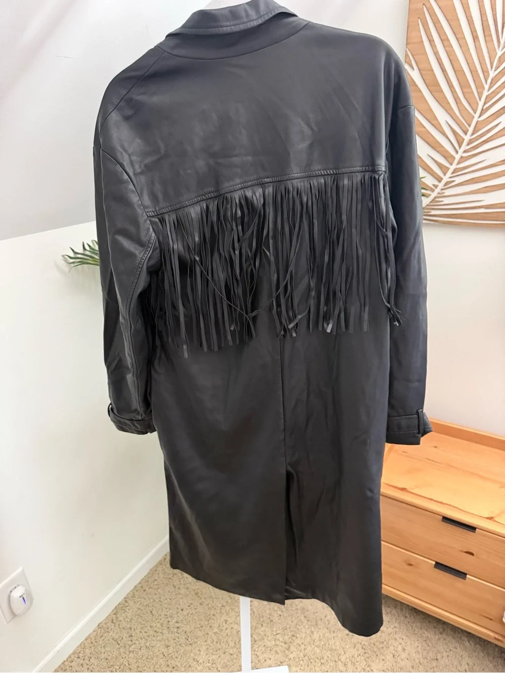 Jason Wu Vegan fringe Leather Trench in‎ Black